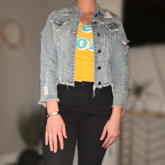 Cello Jackets & Blazers - Distressed Jean Jacket